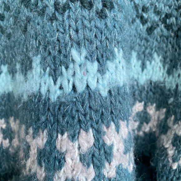 Free People Through the Storm Chunky Knit Blue Fair Isle Sweater, wool blend, L - Picture 11 of 16